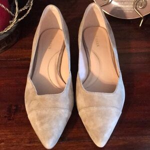 Cole Haan Taupe Suede Pointed-Toe Flats